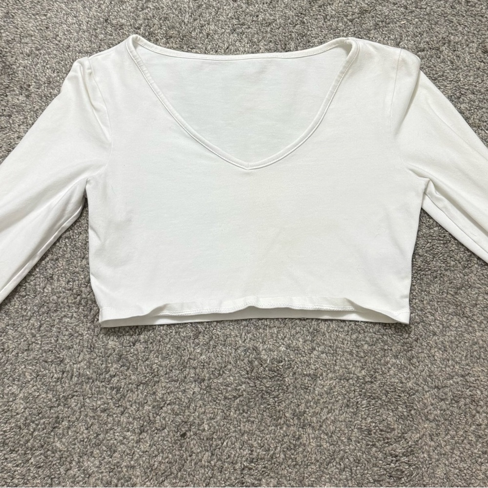 White V-Neck Crop Top